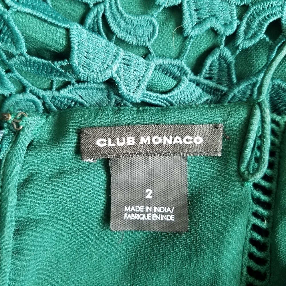 Club Monaco Green Lace Bolari Dress Size 2 - Picture 13 of 13